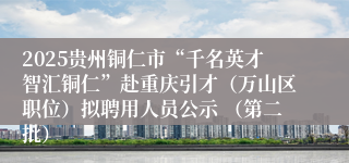 2025贵州铜仁市“千名英才智汇铜仁”赴重庆引才(万山区职位)拟聘用人员公示 (第二批)