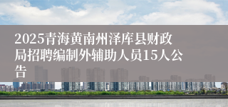 2025青海黄南州泽库县财政局招聘编制外辅助人员15人公告