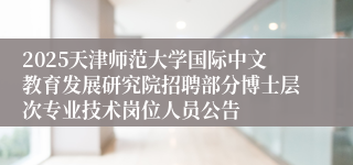 2025天津师范大学国际中文教育发展研究院招聘部分博士层次专业技术岗位人员公告