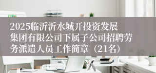2025临沂沂水城开投资发展集团有限公司下属子公司招聘劳务派遣人员工作简章(21名)