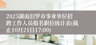 2025湖南汨罗市事业单位招聘工作人员报名职位统计表(截止10月21日17:00)