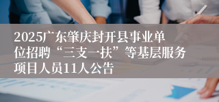 2025广东肇庆封开县事业单位招聘“三支一扶”等基层服务项目人员11人公告