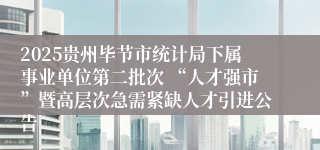 2025贵州毕节市统计局下属事业单位第二批次 “人才强市”暨高层次急需紧缺人才引进公告