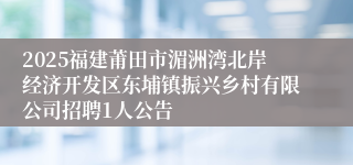 2025福建莆田市湄洲湾北岸经济开发区东埔镇振兴乡村有限公司招聘1人公告