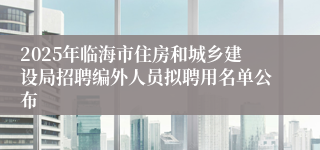 2025年临海市住房和城乡建设局招聘编外人员拟聘用名单公布
