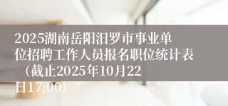 2025湖南岳阳汨罗市事业单位招聘工作人员报名职位统计表 （截止2025年10月22日17:00）