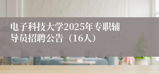 电子科技大学2025年专职辅导员招聘公告（16人）