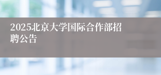 2025北京大学国际合作部招聘公告