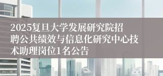 2025复旦大学发展研究院招聘公共绩效与信息化研究中心技术助理岗位1名公告