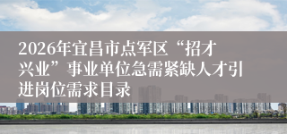 2026年宜昌市点军区“招才兴业”事业单位急需紧缺人才引进岗位需求目录