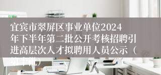 宜宾市翠屏区事业单位2024年下半年第二批公开考核招聘引进高层次人才拟聘用人员公示（第十批）