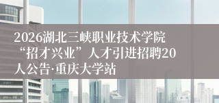 2026湖北三峡职业技术学院“招才兴业”人才引进招聘20人公告·重庆大学站