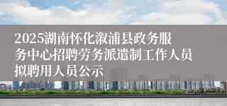 2025湖南怀化溆浦县政务服务中心招聘劳务派遣制工作人员拟聘用人员公示
