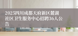 2025四川成都天府新区麓湖社区卫生服务中心招聘36人公告
