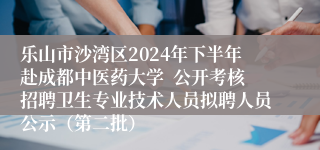 乐山市沙湾区2024年下半年赴成都中医药大学  公开考核招聘卫生专业技术人员拟聘人员公示(第二批)