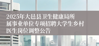 2025年大邑县卫生健康局所属事业单位专项招聘大学生乡村医生岗位调整公告