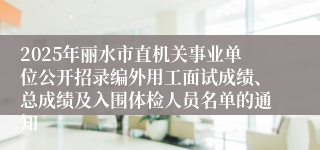 2025年丽水市直机关事业单位公开招录编外用工面试成绩、总成绩及入围体检人员名单的通知