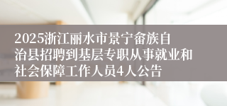 2025浙江丽水市景宁畲族自治县招聘到基层专职从事就业和社会保障工作人员4人公告