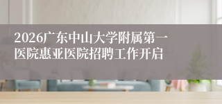 2026广东中山大学附属第一医院惠亚医院招聘工作开启