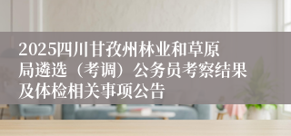2025四川甘孜州林业和草原局遴选(考调)公务员考察结果及体检相关事项公告