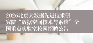 2026北京大数据先进技术研究院“数据空间技术与系统”全国重点实验室校园招聘公告