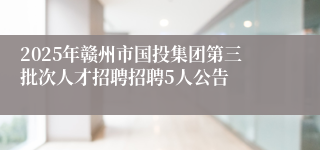 2025年赣州市国投集团第三批次人才招聘招聘5人公告