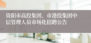 资阳市高投集团、市港投集团中层管理人员市场化招聘公告