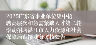 2025广东省事业单位集中招聘高层次和急需紧缺人才第二轮滚动招聘湛江市人力资源和社会保障局直接业务考核公告
