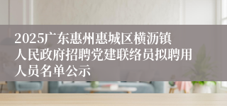 2025广东惠州惠城区横沥镇人民政府招聘党建联络员拟聘用人员名单公示