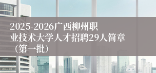 2025-2026广西柳州职业技术大学人才招聘29人简章(第一批)