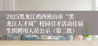 2025黑龙江鸡西密山市“黑龙江人才周”校园引才活动往届生拟聘用人员公示（第二批）
