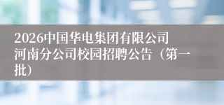 2026中国华电集团有限公司河南分公司校园招聘公告（第一批）