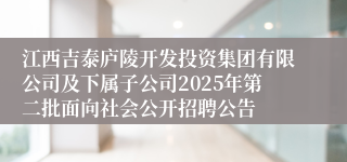 江西吉泰庐陵开发投资集团有限公司及下属子公司2025年第二批面向社会公开招聘公告