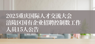 2025重庆国际人才交流大会涪陵区国有企业招聘控制数工作人员15人公告