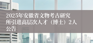 2025年安徽省文物考古研究所引进高层次人才（博士）2人公告