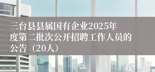 三台县县属国有企业2025年度第二批次公开招聘工作人员的公告(20人)