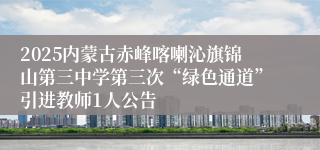 2025内蒙古赤峰喀喇沁旗锦山第三中学第三次“绿色通道”引进教师1人公告