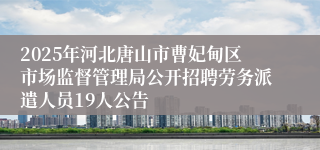 2025年河北唐山市曹妃甸区市场监督管理局公开招聘劳务派遣人员19人公告