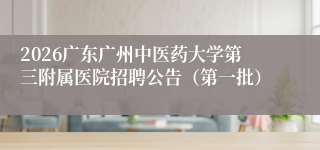 2026广东广州中医药大学第三附属医院招聘公告(第一批)