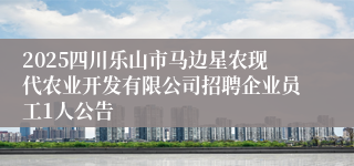 2025四川乐山市马边星农现代农业开发有限公司招聘企业员工1人公告