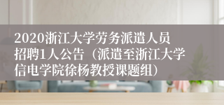 2020浙江大学劳务派遣人员招聘1人公告（派遣至浙江大学信电学院徐杨教授课题组）