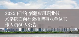 2025下半年新疆应用职业技术学院面向社会招聘事业单位工作人员60人公告