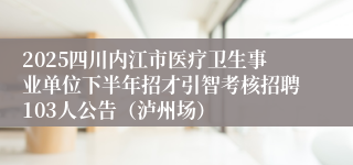 2025四川内江市医疗卫生事业单位下半年招才引智考核招聘103人公告（泸州场）
