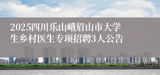 2025四川乐山峨眉山市大学生乡村医生专项招聘3人公告