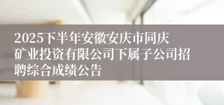 2025下半年安徽安庆市同庆矿业投资有限公司下属子公司招聘综合成绩公告