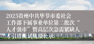 2025贵州中共毕节市委社会工作部下属事业单位第二批次“人才强市”暨高层次急需紧缺人才引进面试成绩公示