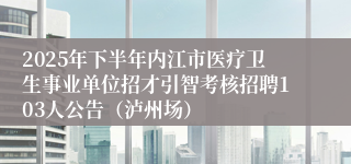 2025年下半年内江市医疗卫生事业单位招才引智考核招聘103人公告(泸州场)