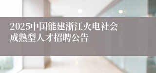 2025中国能建浙江火电社会成熟型人才招聘公告