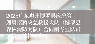 2025广东惠州博罗县应急管理局招聘应急救援大队（博罗县森林消防大队）合同制专业队员成绩及体检公告