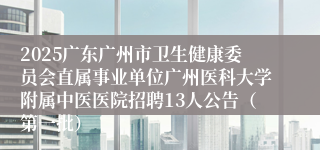 2025广东广州市卫生健康委员会直属事业单位广州医科大学附属中医医院招聘13人公告(第一批)
